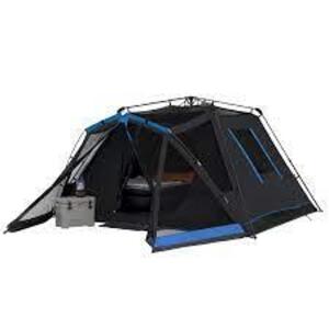 DESCRIPTION: (1) 6 PERSON INSTANT DARK REST CABIN TENT WITH LED LIGHT POLES BRAND/MODEL: OZARK TRAIL RETAIL$: 158 SIZE: 10' x 9' x 66" (H) QTY: 1