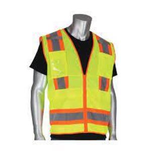 DESCRIPTION: (4) SAFETY VEST HI-VIS BRAND/MODEL: PIP INDUSTRIES #302-070-XL INFORMATION: HIGH VIS YELLOW/GREEN RETAIL$: $16.59 EA SIZE: LX QTY: 4