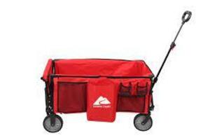 DESCRIPTION: (1) LARGE WAGON WITH EXTENDED HANDLEBRAND/MODEL: OZARK TRAILINFORMATION: REDRETAIL$: $118.00 EASIZE: 40" x 22" x 35.5-50.5"QTY: 1