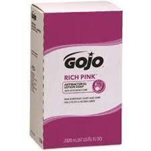 DESCRIPTION: (2) ANTIBACTERIAL LOTION SOAP RICH PINK BRAND/MODEL: GOJO #GOJ7220 INFORMATION: RICH PINK RETAIL$: $25.00 TOTAL SIZE: 2000 ML QTY: 2