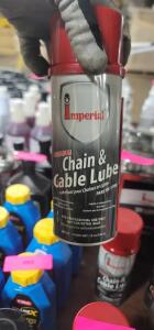 DESCRIPTION: (6) CHAIN AND CABLE LUBE BRAND/MODEL: IMPERIAL RETAIL$: $15.25 EA SIZE: 12 OZ QTY: 6