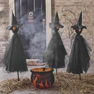 DESCRIPTION Set of (3) Glowing Spooky Black Witch Stakes CONDITION Brand New - In Box - Retail - $44.99 QUANTITY: X BID 1