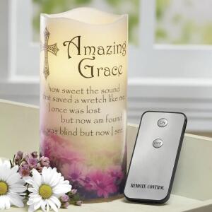 DESCRIPTION LED Amazing Grace Musical Candle CONDITION Brand New - In Box - Retail - $34.99 ADDITIONAL INFO Candle Lit with LED Flaming Candle with Am