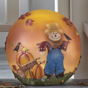 DESCRIPTION Autumn Scarecrow Lighted Globe CONDITION Brand New - In Box - Retail - $54.99 ADDITIONAL INFO This hand-painted glowing LED orb is outdoor