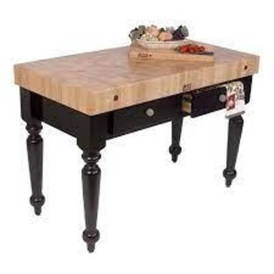 DESCRIPTION: (1) RUSTICA TABLE BRAND/MODEL: JOHN BOOS INFORMATION: BLACK MAPLE RETAIL$: $2817.00 EA SIZE: 48" X 24" X 4" QTY: 1