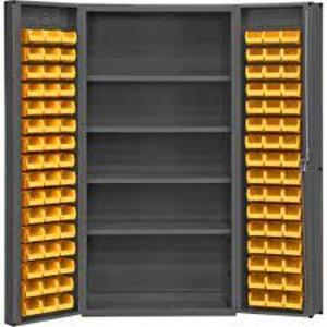 DESCRIPTION: (1) BIN STORAGE CABINET BRAND/MODEL: DURHAM INFORMATION: YELLOW BINS RETAIL$: $1460.00 EA SIZE: 36"W 24"D 72"H QTY: 1