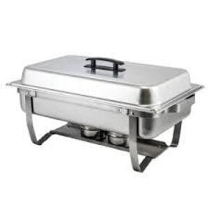 DESCRIPTION: (1) FULL SIZE ELECTRIC CHAFER WITH STAND AND HEATING ELEMENT BRAND/MODEL: TABLECRAFT #CW40160 INFORMATION: STAINLESS STEEL RETAIL$: $58.9