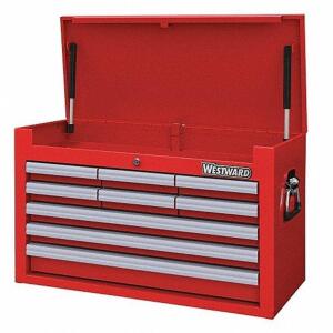 DESCRIPTION: (1) TOP CHEST TOOL STORAGE BOX WITH DRAWERS BRAND/MODEL: WESTWARD #HVAC (1) BELT DRIVE MOTOR DAYTON #6K778 $177.85 EA 1 INFORMATION: RED