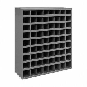 DESCRIPTION: (1) PIGEONHOLE BIN UNIT BRAND/MODEL: DURHAM #3W127 INFORMATION: GRAY RETAIL$: $312.09 EA SIZE: 34" X 12" X 42", 72 COMPARTMENTS QTY: 1