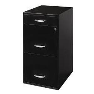 DESCRIPTION: (1) FILE CABINET BRAND/MODEL: THE ORGANIZER INFORMATION: BLACK RETAIL$: $64.00 EA SIZE: 18"W 3 DRAWER QTY: 1