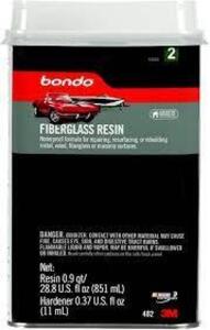 DESCRIPTION: (2) STAGE 2 FIBERGLASS RESIN CONTAINERS BRAND/MODEL: BONDO RETAIL$: $20.88 EA SIZE: .9 GALLON QTY: 2