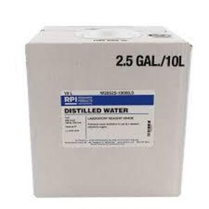 DESCRIPTION: (1) BOX OF LAB GRADE DISTILLED WATER BRAND/MODEL: RPI #W20525-10000.0 RETAIL$: $45.93 EA SIZE: 10L QTY: 2