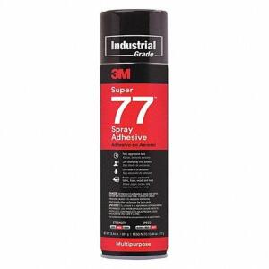 DESCRIPTION: (6) SPRAY ADHESIVE BRAND/MODEL: 3M SUPER 77 RETAIL$: $21.85 EA SIZE: 16 FL OZ QTY: 6