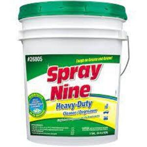 DESCRIPTION: (1) CLEANER AND DISINFECTANT BRAND/MODEL: SPRAY NINE #26805 RETAIL$: $100.00 EA SIZE: 5 GALLON QTY: 1