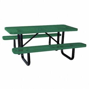 DESCRIPTION: (1) RECTANGLE PICNIC TABLE BRAND/MODEL: 4HUR6 INFORMATION: STEEL, GREEN RETAIL$: $848.26 SIZE: 72"W X 62"D X 29 5/8"T QTY: 1