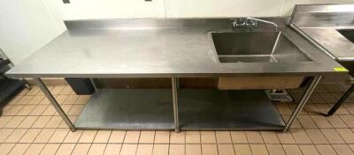 96" X 30" SINGLE COMPARTMENT STAINLESS SINK W/ BACKSPLASH