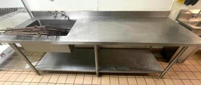 96" X 30" SINGLE COMPARTMENT STAINLESS SINK W/ BACKSPLASH