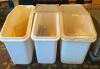 (3) 20 GALLON INGREDIENTS BINS.