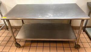 60" X 30" STAINLESS PREP TABLE ON CASTERS