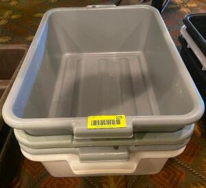 (4) ASSORTED PLASTIC BUS TUBS