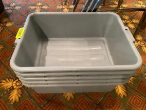 (4) ASSORTED PLASTIC BUS TUBS