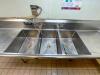 124" X 32" 3-COMPARTMENT STAINLESS SINK W/ (2) FAUCETS & BACKSPLASH - 6