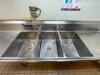 124" X 32" 3-COMPARTMENT STAINLESS SINK W/ (2) FAUCETS & BACKSPLASH - 7