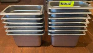 (12) 1/9TH SIZE STAINLESS INSERTS - NO LIDS