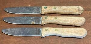 (12) STEAK KNIVES W/ WOODEN HANDLES