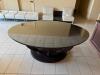 84" X 60" HIGH END WOODEN TABLE W/ GLASS TOP - 6