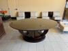 84" X 60" HIGH END WOODEN TABLE W/ GLASS TOP - 9