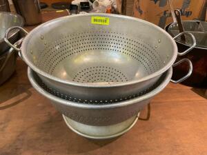 (2) 16" ALUMINUM COLANDERS.