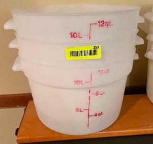 (3) 12 QT PLASTIC CONTAINERS - NO LIDS