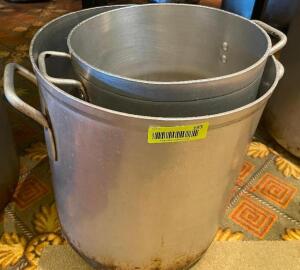 (3) PIECE ALUMINUM STOCK POT SET.