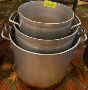 (3) PIECE ALUMINUM STOCK POT SET.