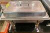 FULL SIZE STAINLESS CHAFFER W/ STAND, LID, WATER PAN, AND INSERT.