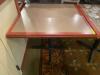 36" X 36" TAN COMPOSITE TABLE W/ HARDWOOD TRIM