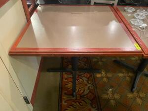 36" X 36" TAN COMPOSITE TABLE W/ HARDWOOD TRIM