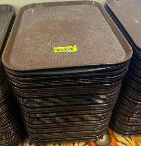 (36) BROWN PLASTIC CAFETERIA TRAYS