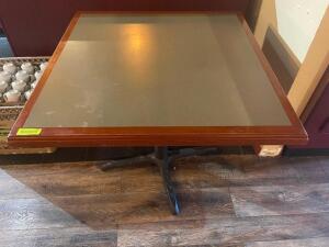 36" X 36" TAN COMPOSITE TABLE W/ HARDWOOD TRIM