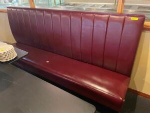 (4) 100" SECTIONS OF HIGH BACK MAROON PADDED BENCH SEATS.