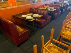 (3) SECTIONS OF 48" BOOTH SEATING W/ TABLES.