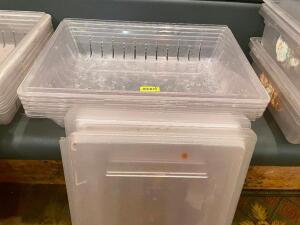 (6) PLASTIC SALAD DRAIN INSERTS W/ LIDS