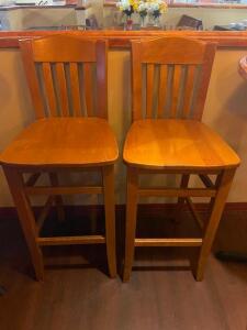 (2)30" BAR BACK WOODEN BAR STOOLS