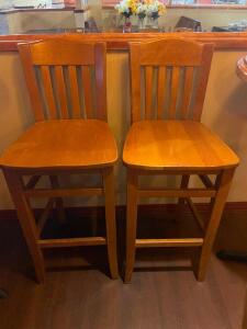 (3)30" BAR BACK WOODEN BAR STOOLS