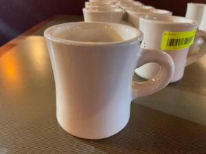 (12) WHITE CERAMIC COFFEE MUGS