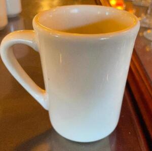 (12) WHITE CERAMIC COFFEE MUGS