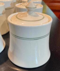 (12) CERAMIC SUGAR CADDYS W/ LIDS