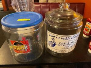 (2) LARGE GLASS COOKIE JARS