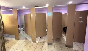 4-STALL COMMERCIAL BATHROOM BARRIERS AS SHOWN